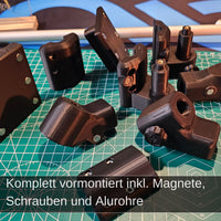 Rotary hinges with rod system